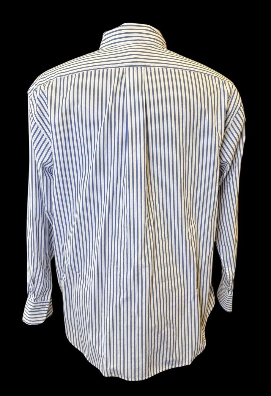 Lauren Ralph Lauren Vertical Stripe Button Front Blouse Large Vintage Crest - Picture 5 of 11